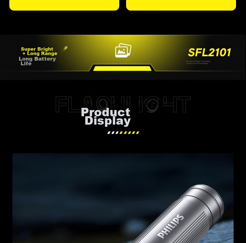 PHILIPS Multifunctional High-Power Flashlight Long Battery Life Adjustable Camping Light Detachable Battery SFL6253 26