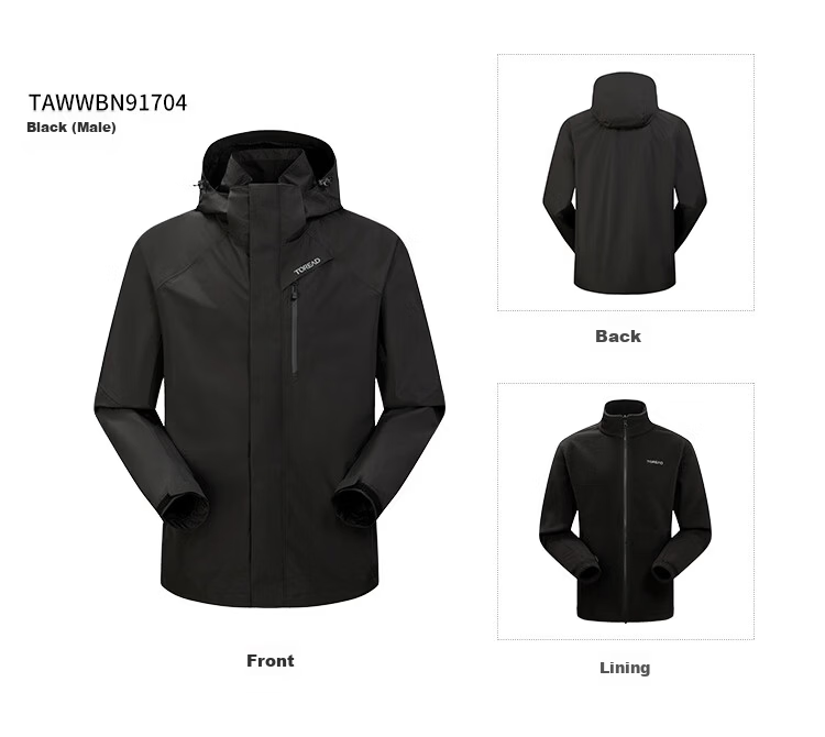 TOREAD Men's Outdoor Three-In Fleece Jacket, Detachable Two-Piece Set, Windproof, Warm Mountaineering Suit, Cold-Resistant Outerwear 87