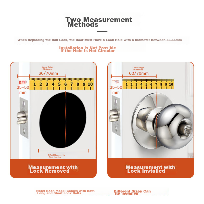 Fly.Globe Spherical Lock for Bedroom Door, 304 Stainless Steel Ball Lock FQ-5791CP(60) 3