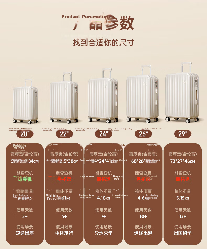 Huili Luggage Suitcase with Cup Holder for Women And Men, Lightweight Leather Suitcase for Students with Password Lock, Travel Case, 24-Inch Gree 3