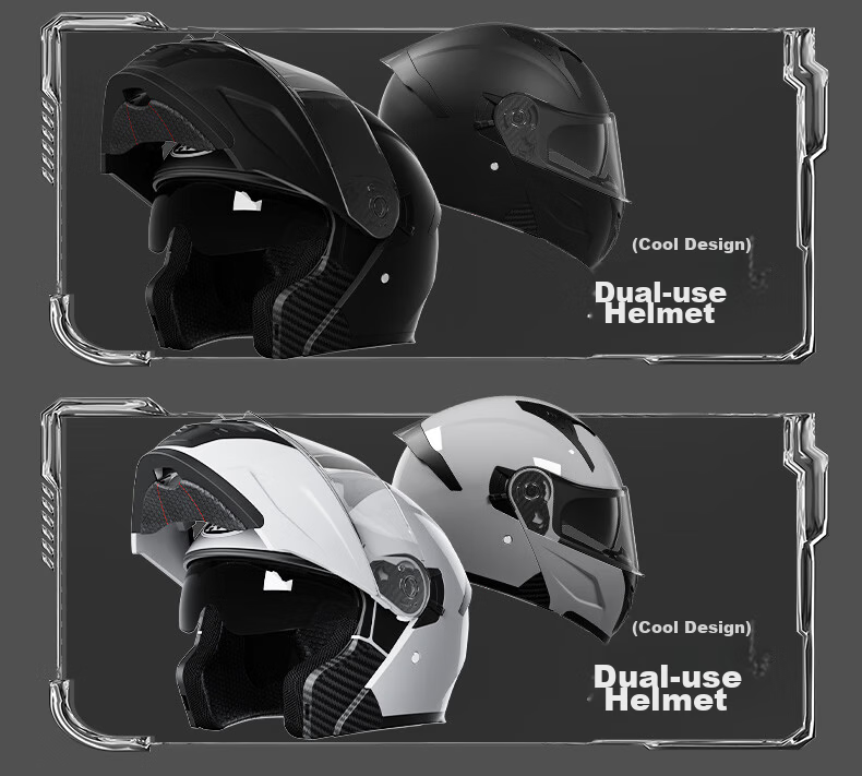 AD Motorcycle Flip-up Helmet 3C Certified Unisex Four-Season Flip-up Helmet Class A Winter Anti-Fog Full Face Motorcycle Helmet Summer Electric Scooter Safety Helmet K9 Black Red Dust 22