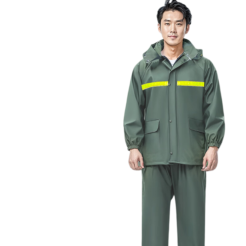 MAINUOQI Adult Reflective Raincoat Set Split Knitted Fabric Anti-Rainstorm Duty Traffic Construction Flood Control Suit