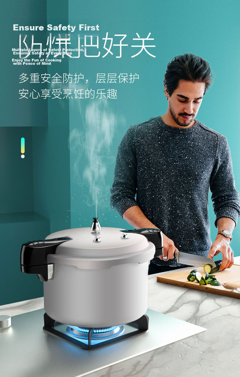 Double Happiness Commercial High-Pressure Cooker Large Capacity Gas and Induction Cooker Compatible Explosion-Proof Household Double-Handle Pressure Cooker 28CM/11L 4
