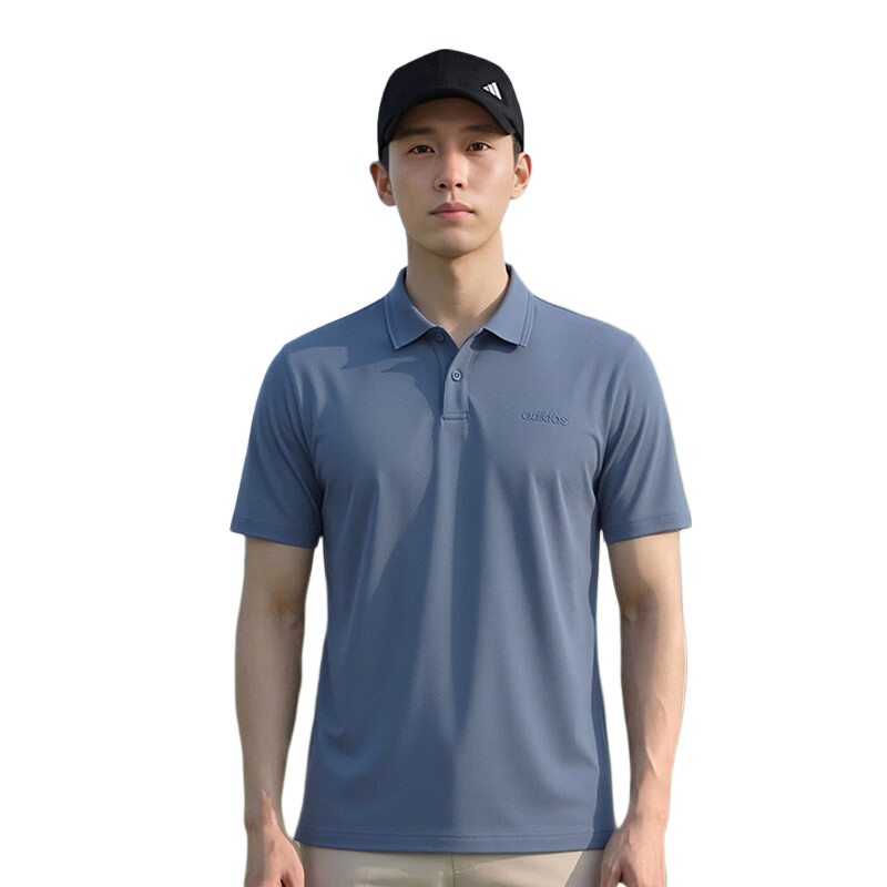 Adidas Men's Short-Sleeve Summer Polo Shirt, T-Shirt, Sports Casual Comfortable Quick-Dry Half Sleeve, Navy Blue, XL