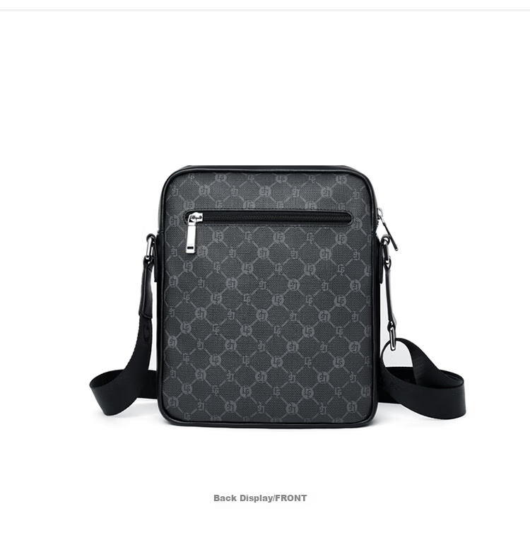 GOLF GOLF Men's Large Capacity Fashion Printed Single Shoulder Bag, Vertical Style, Suitable for iPad and Mobile Phone, Business Casual Small Square Bag, Men's Crossbody Bag, 5I798466J Gray with Black 21