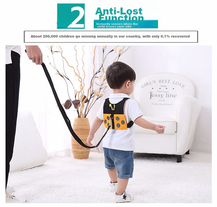 9i9 Baby Anti-Lost Leash Toddler Child Safety Walking Harness with Anti-Lost Safety Wristband Bee Design 0870 5