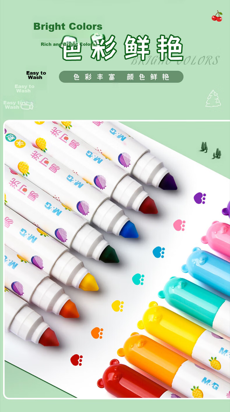 M&G Stationery 36-Color Food-Grade Children's Watercolor Pens with Anti-Shrink Cone Tip for Drawing Toddler Doodle Safe Back-to-School Gift ACP901Z7 6