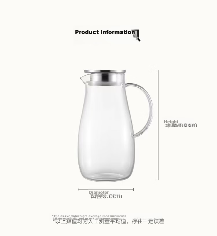 JD Original Glass Pitcher, Heat And High-Temperature Resistant, Large Capacity 2L Cold Water Jug for Home Tea Brewing 16