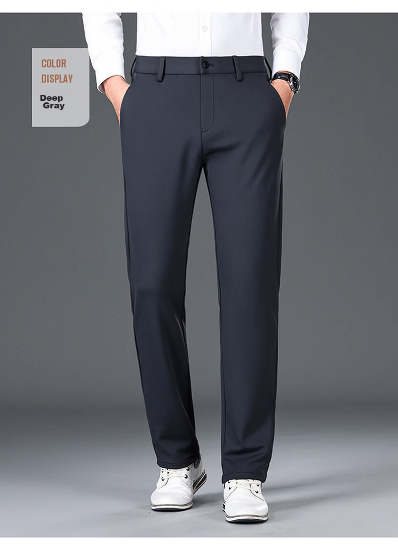Romon Three-Proof Fabric Ice Silk Men's Casual Pants Summer Thin Straight Loose Trousers Dark Gray Thin 34 22