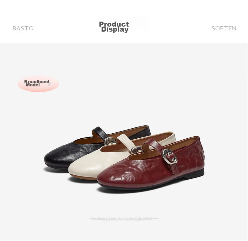 Basto 26 Autumn Ultra-Soft Lambskin Mary Jane Shoes Red Flat Women's French Ballet Flats CX971CQ5 21