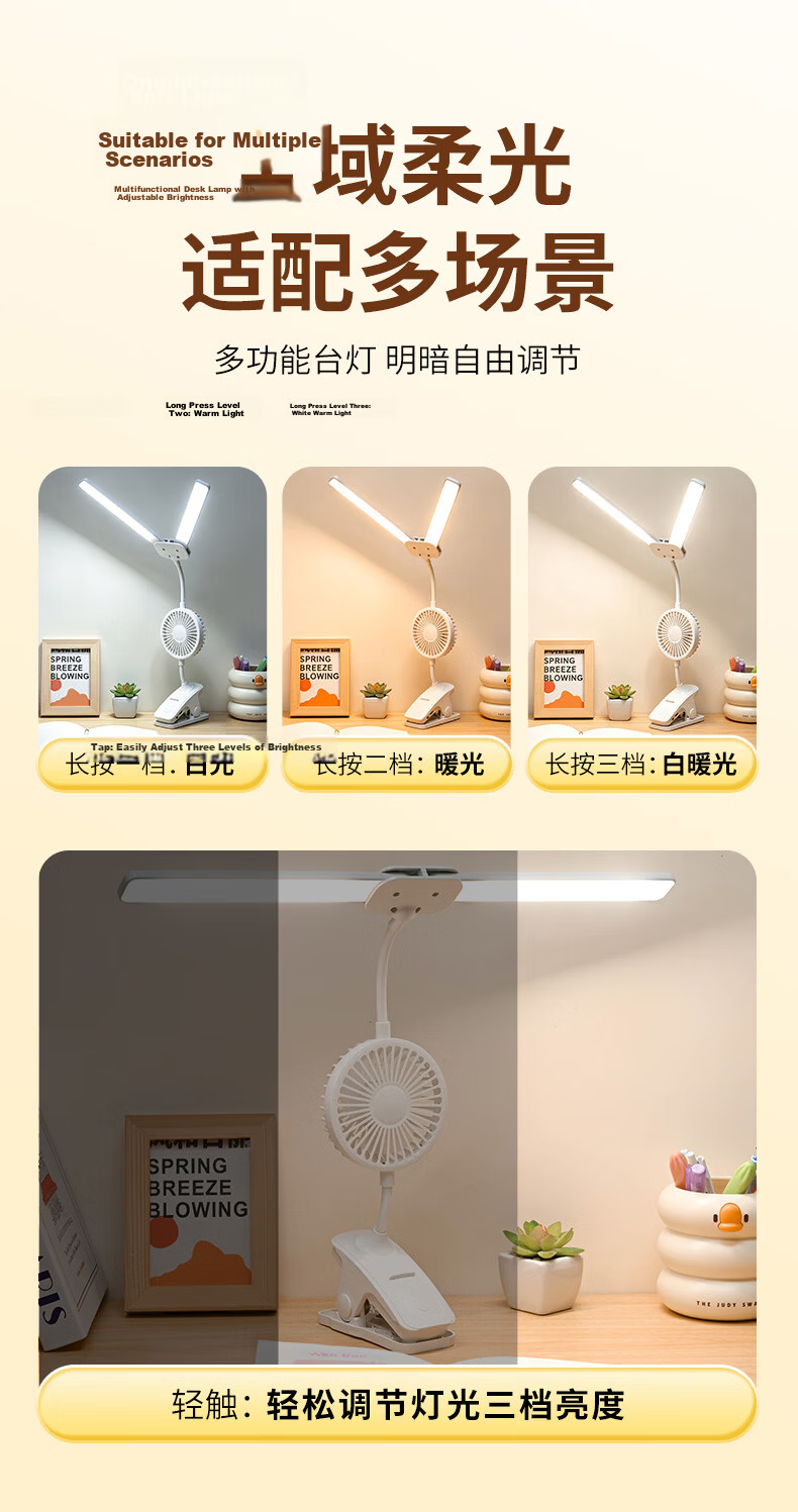 Bolanger Desk Lamp, Eye Protection for Study And Reading, Rechargeable Lamp, Bedroom Bedside Lamp, Children's And Students' Special Dormitory Clip-On Lamp 4