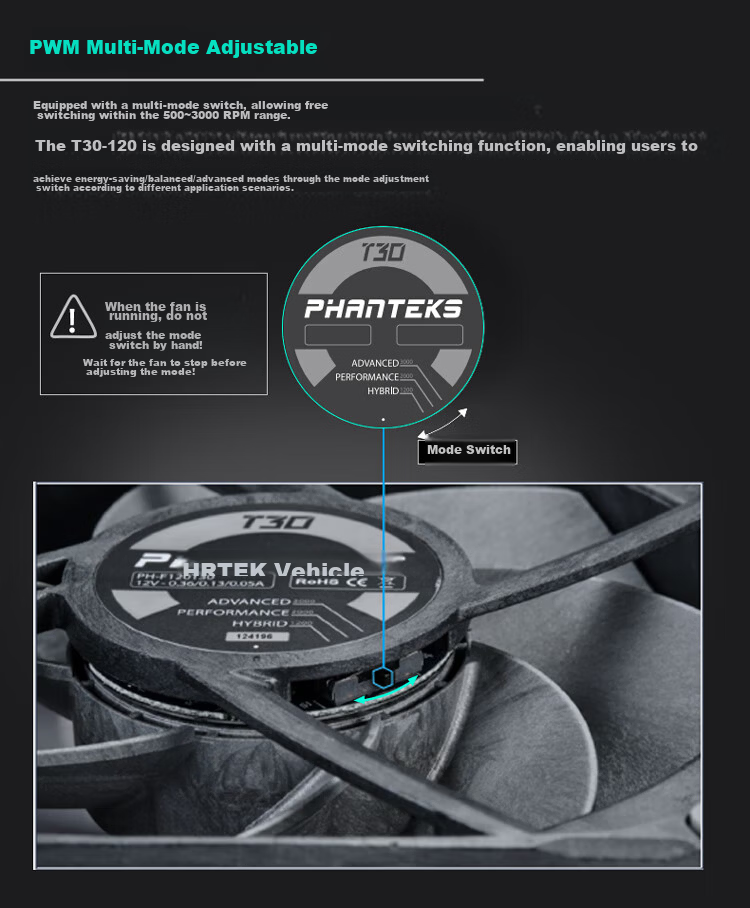 PHANTEKS T30 14cm High Air Pressure Industrial Cooling Fan 3-Pack (Vapo Bearing/Magnetic Levitation Motor/PWM Multi-Mode Adjustable/150,000 Hours) 9