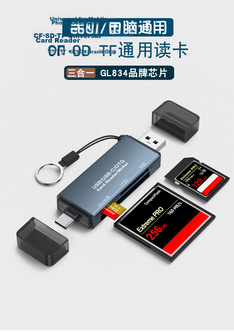 LinkStone Multi-Functional All-In Card Reader Type-C/USB High-Speed Supports SD/TF/CF/MS Camera Dash Cam Surveillance Memory Card Smartphone Storage Card 1