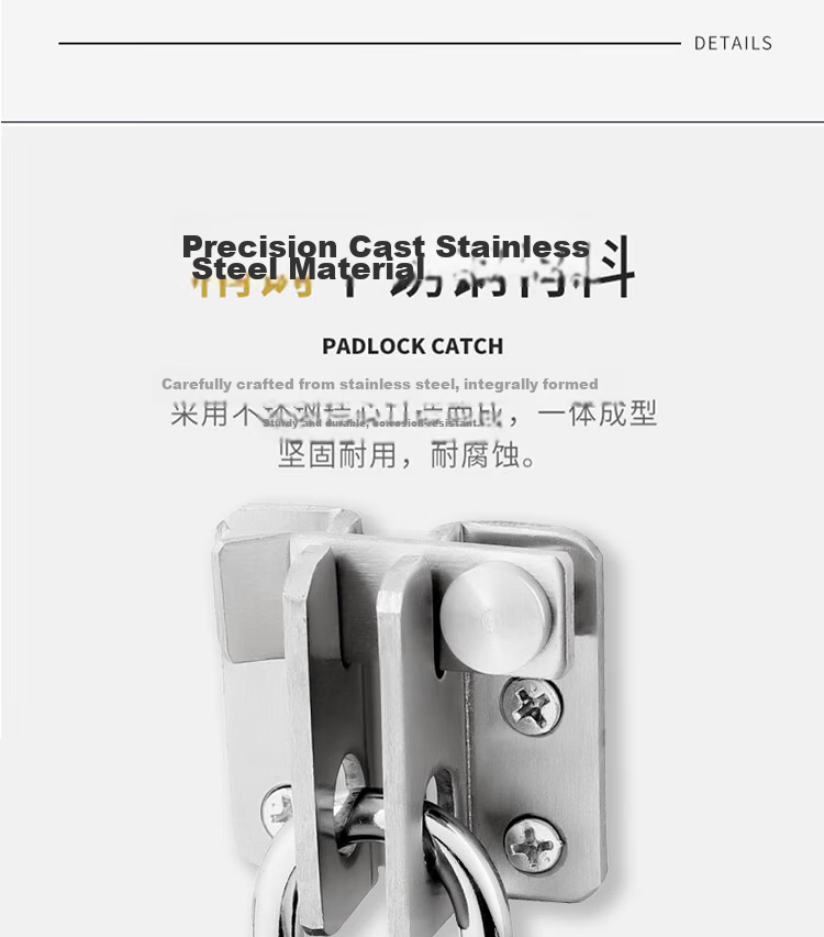 Auburn 5045 Right Angle Door Latch + Padlock Stainless Steel Student Dormitory Fixed Door Lock Hasp Door Catch Hinge Bolt Lock 4