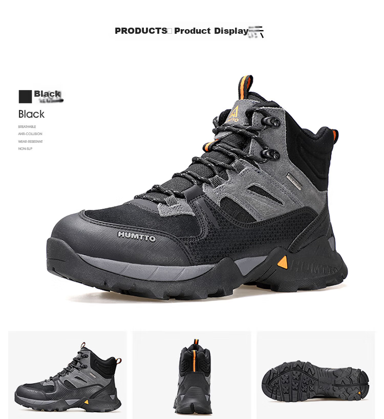 HUMTTO High-Top Waterproof Men's Hiking Shoes Non-Slip Wear-Resistant Outdoor Trail Running Climbing Shoes Sand Color Size 40 10