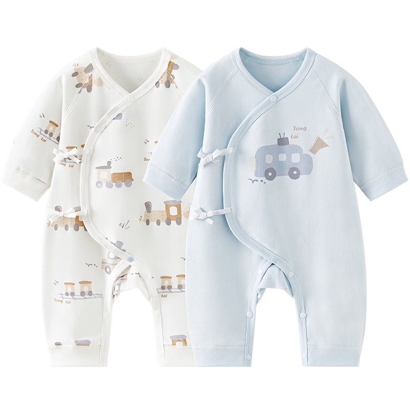TONGTAI Baby Romper Spring and Autumn Pure Cotton Newborn Clothes Butterfly Jumpsuit Crawling Suit Blue 59cm