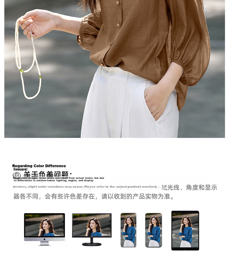 Vimly New Chinese Style National Wind Pleated Round Neck Shirt Women New Flowing Shoulder Jacket Top Peacock Blue XL 26