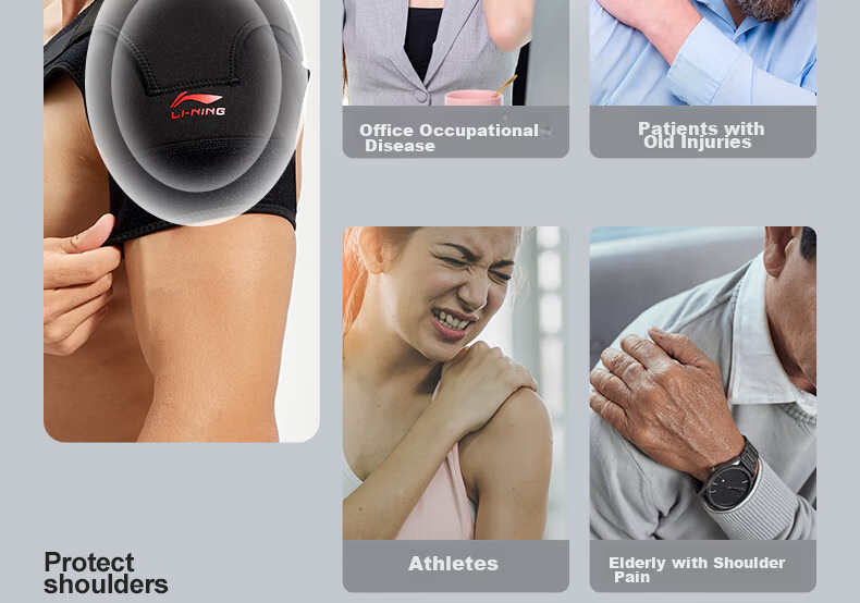 LI-NING Shoulder Support Single Pack Adjustable Breathable Pressure Sports Guard for Fitness Training Left Shoulder Universal Size 6