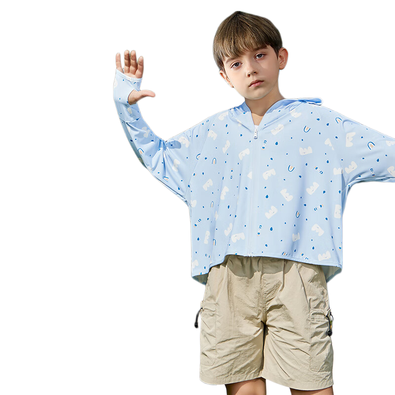 Moremerry Children's Sun Protection Clothing for Boys And Girls, Cool And Breathable Quick-Dry Sun Protection Baby Jacket Outerwear, White Cloud Sea Salt, XL