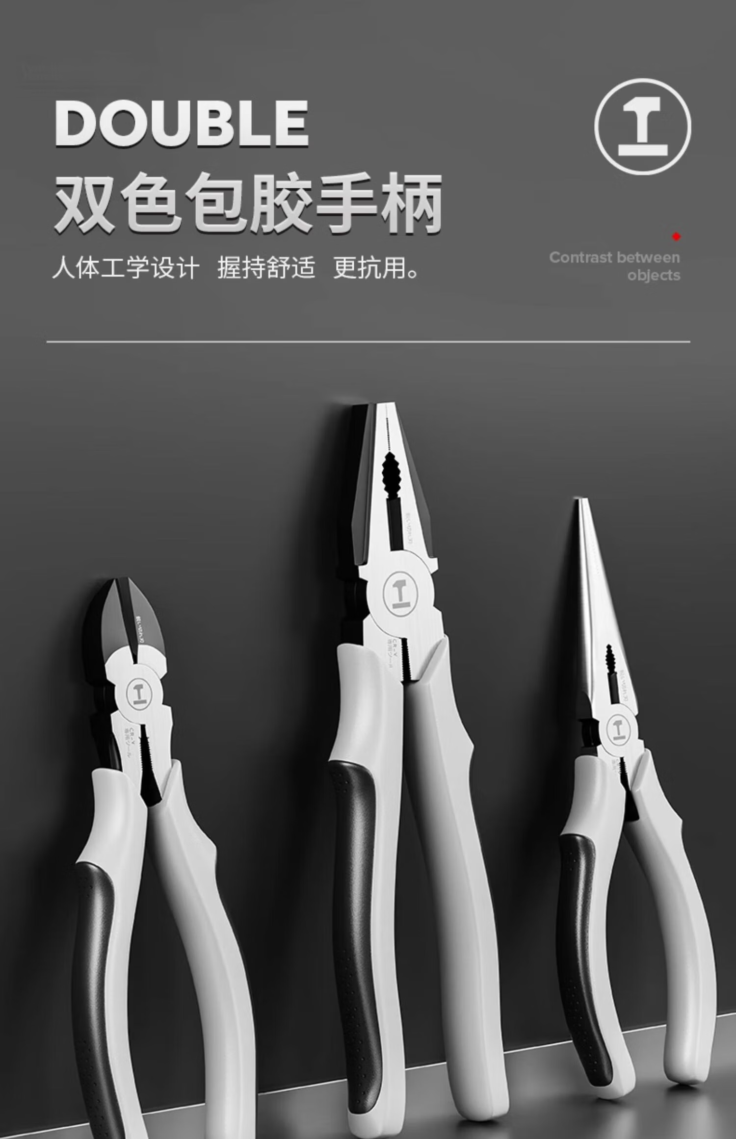 GREENER Electrician Pliers Set 3-Piece Wire Cutters Needle Nose Pliers Diagonal Cutting Pliers Ergonomic Grip Household Hand Tools 17