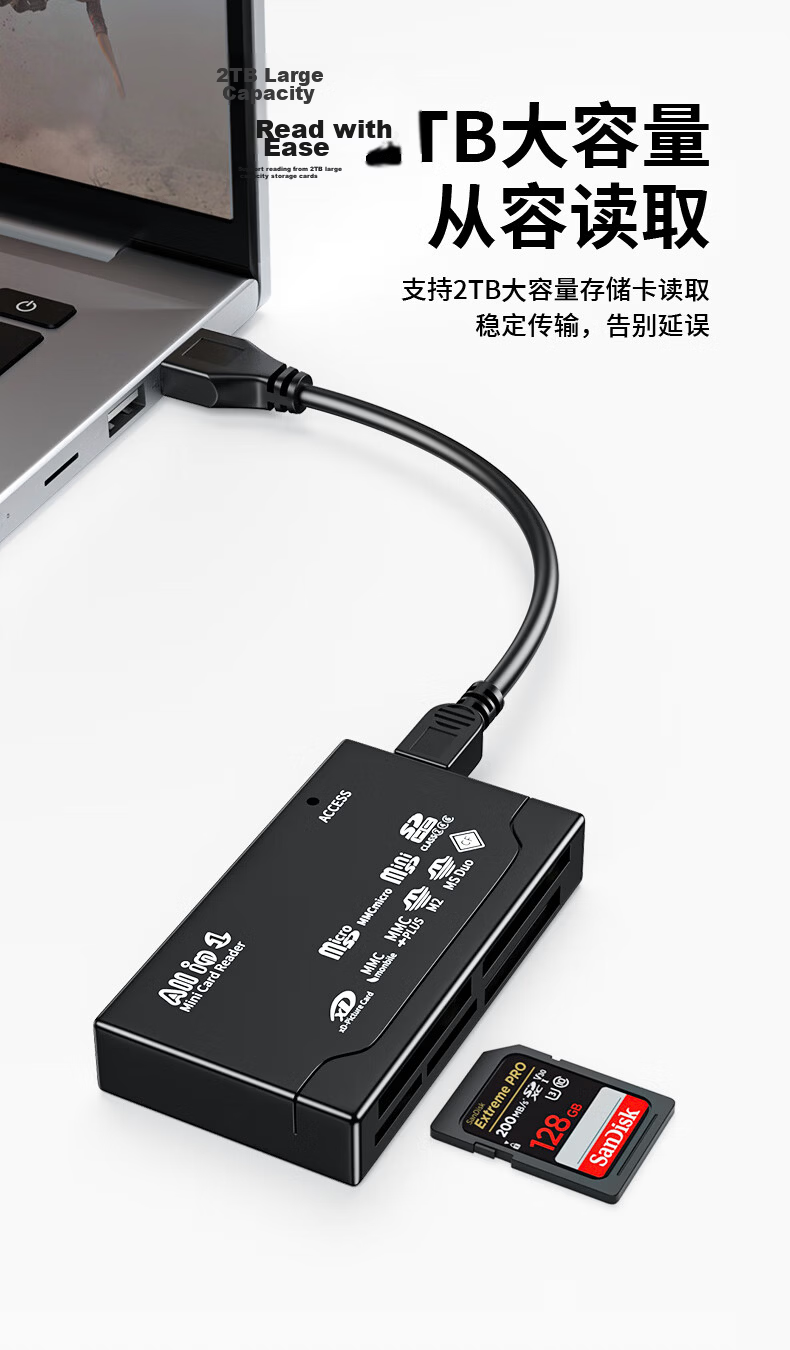 Liantuo Multifunctional 6-in-1 High-Speed Card Reader SD/TF/CF/XD/MS/M2 Compatible with Sony Memory Stick Digital Cameras Camcorders PSX Game Console 4