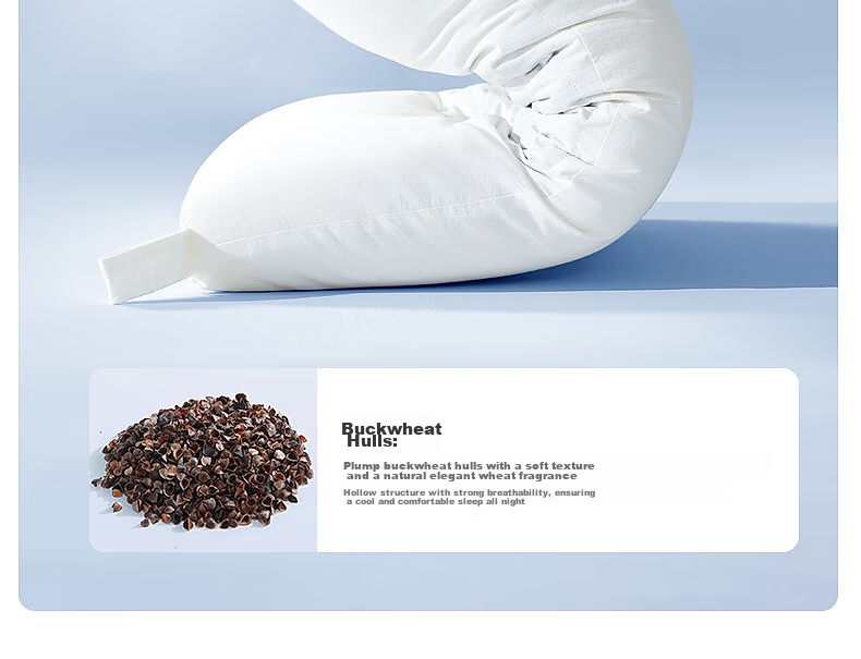 Shuixingjiafang Pillow with Buckwheat Hull And Cassia Seed, Class A Neck Support Hard Pillow Core, Ergonomic Cervical Spine Relief, Antibacterial Medium Pillow 12