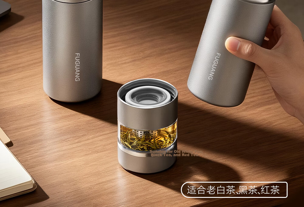 Fuguang Titanium Insulated Tea Separation Tea Mug Large Capacity Pure Titanium Water Bottle High-End Gift 11