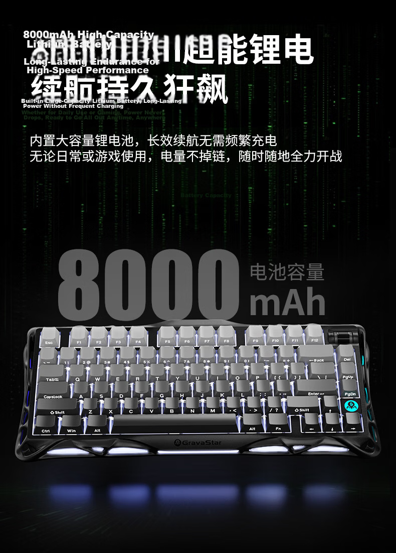 Gravity Planet Cocoon 75 Mechanical Keyboard Gaming Wireless Wired Bluetooth Tri-Mode Gasket Custom Side-Engraved Keyboard GS K1 Blue 13
