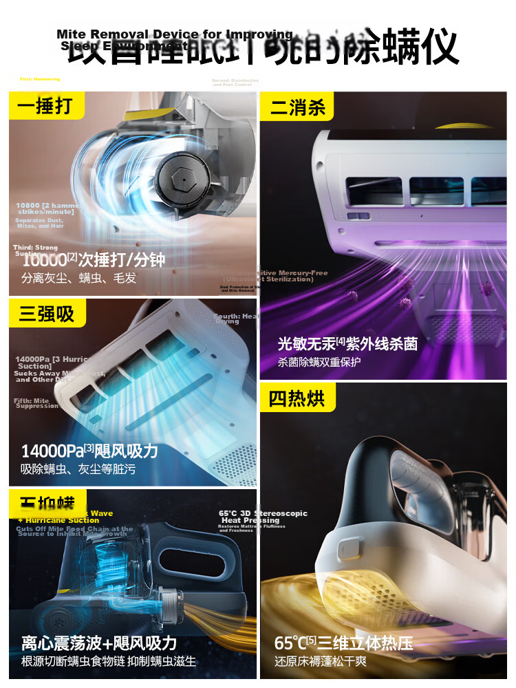 KARCHER Germany Kärcher Handheld Mite Removal Vacuum Cleaner Bed Vacuum Cleaner Mite Removal All-in-One High Suction UV Sterilization 65°C Hot Air Drying Bed Care MVH-M3 5