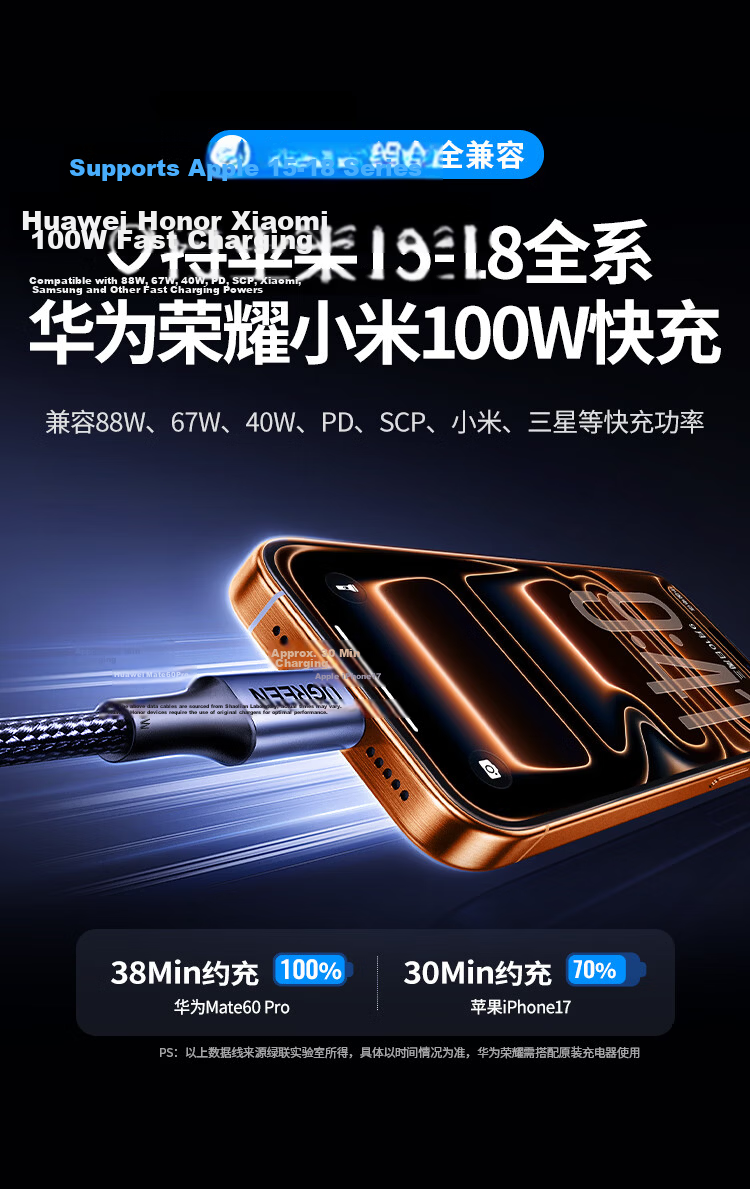 Ugreen Dual-Head Type-C Data Cable PD 100W/88W Super Fast Charging Cable for Huawei Honor Xiaomi Apple iPad MacBook Laptop Car Use 3M 6