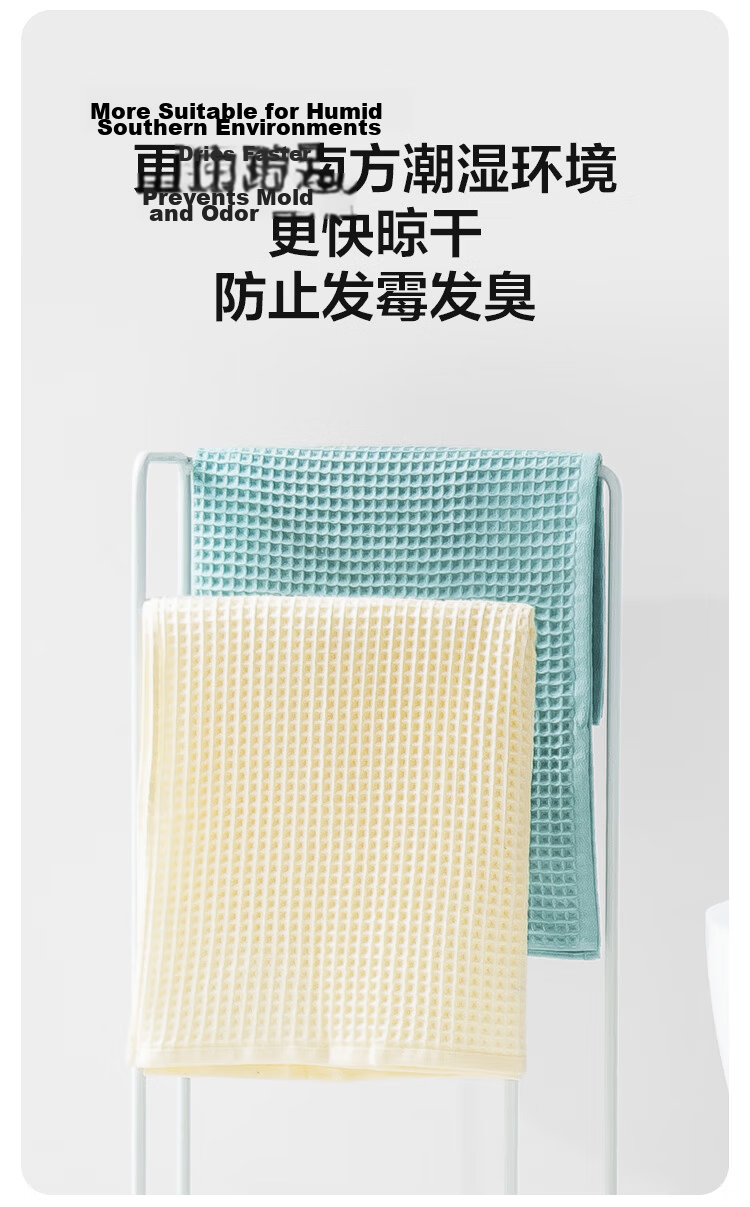 JD Original Waffle Weave Towel, 100% Pure Cotton, Class A Absorbent, Quick-Drying Long-Staple Cotton, Honeycomb Pattern, for Men And Women, Adult All-Cotton Face Towel, Gree 8