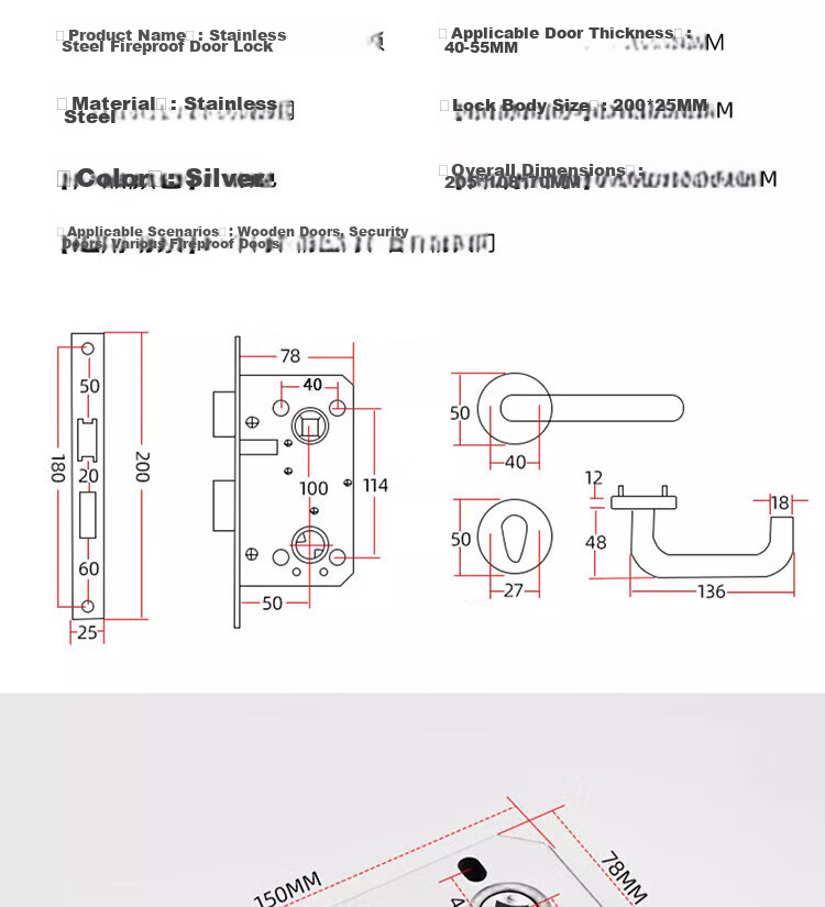 Dipu Fireproof Door Lock Stainless Steel Safety Passage Lock Fire Door Corridor Lock Premium Copper Core Fire Door Lock 11