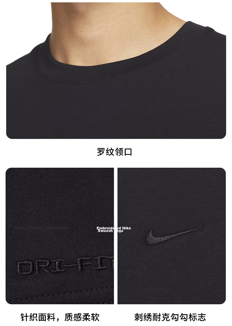 Nike Men's Short Sleeve T-Shirt Quick-Dry Breathable Sports Casual DV9832-010 Black M 5