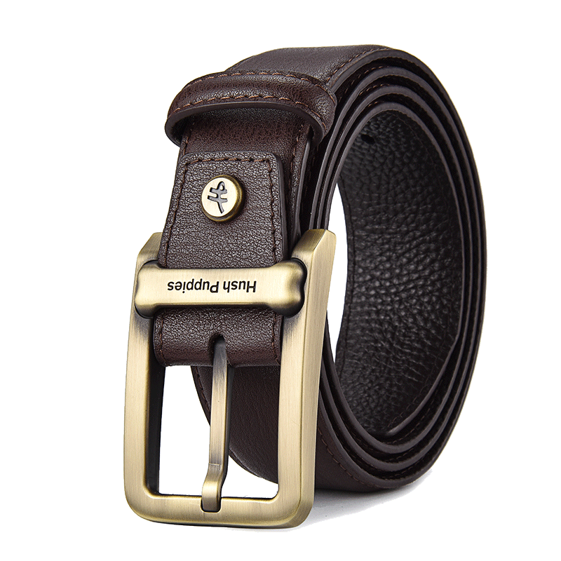 Hush Puppies Men's Casual Leather Belt with Pin Buckle, Simple Jeans Belt, Gift Box, Birthday Present for Boyfriend