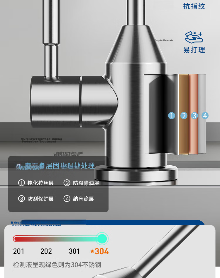 SUPOR Kitchen Faucet, 304 Stainless Steel, 360-Degree Rotatable, for Sink, Dishwashing Basin, Vegetable Washing Basin, Model K 5