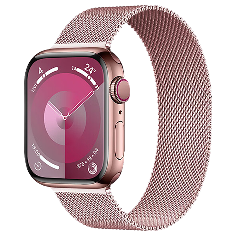 KMaxAI Milanese Stainless Steel Magnetic Band for Apple Watch S11/10, SE3, iWatch S9/8 Metal Woven Strap Pink
