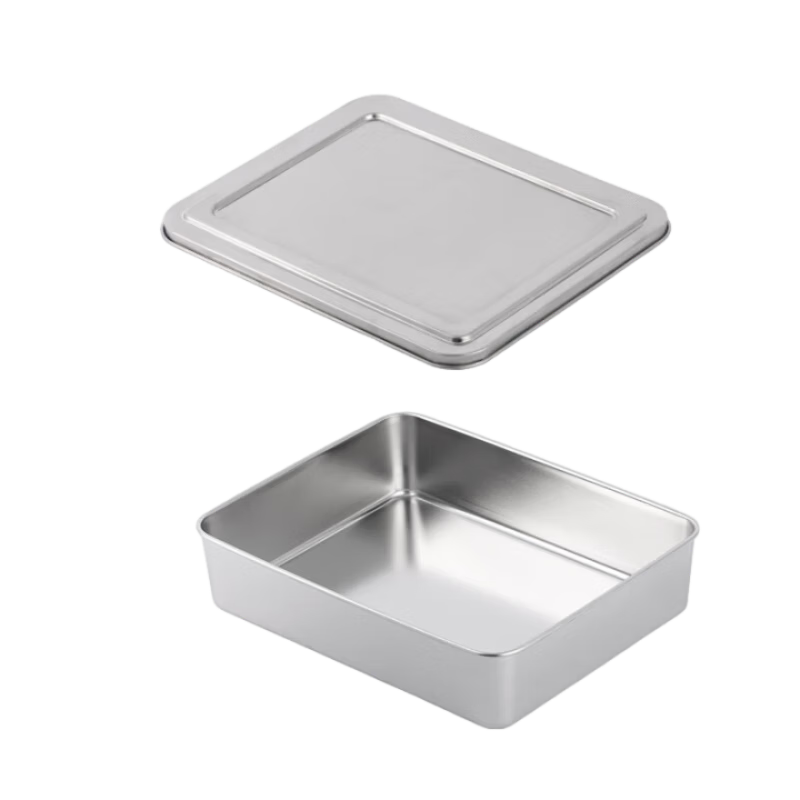 Baijie Tiramisu Box with Lid Fresh-Keeping Stainless Steel Mousse Cake Dessert Box Baking Mold Tray Fruit Plate