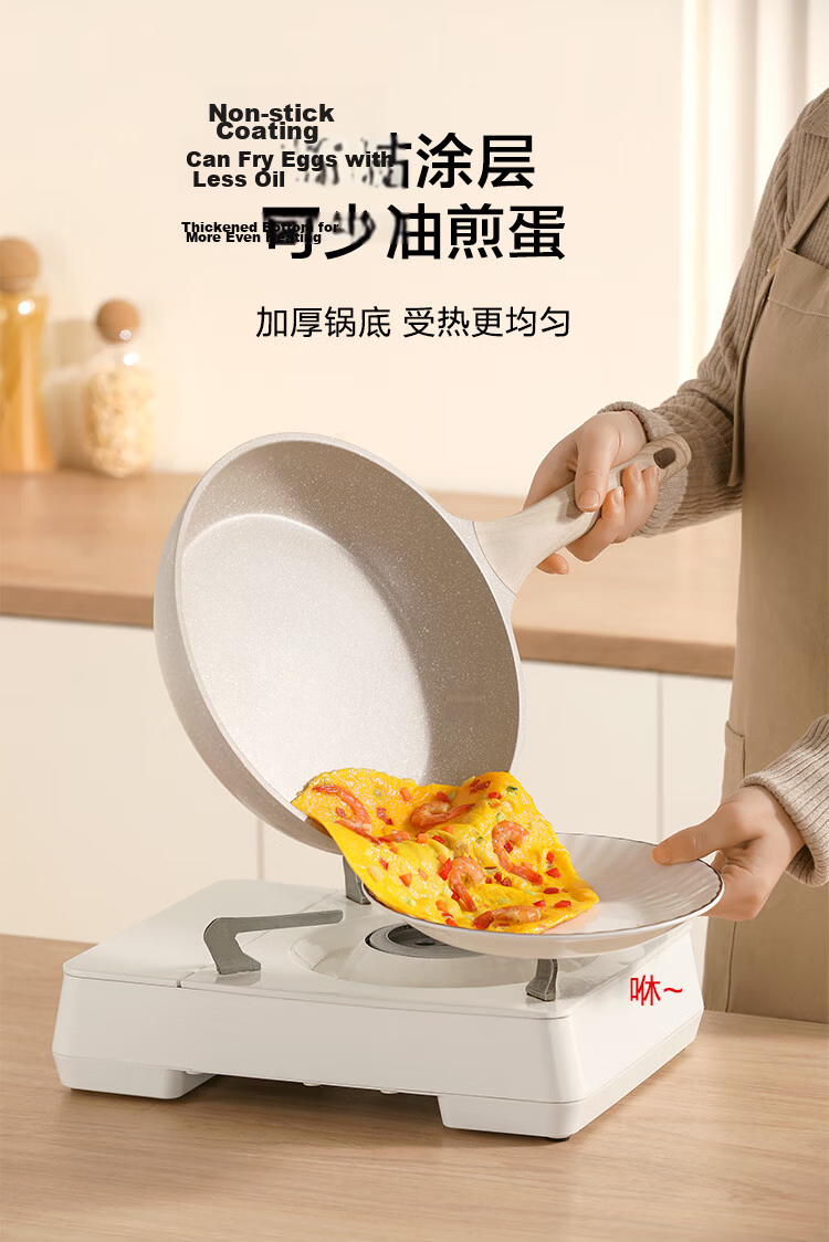JD Original Flat Bottom Pan, Egg Frying Pan, Maifanshi Non-Stick Pan for Frying And Stir-Frying, Multi-Purpose Pan Compatible with Induction Cooker And Gas Stove, 28cm 7