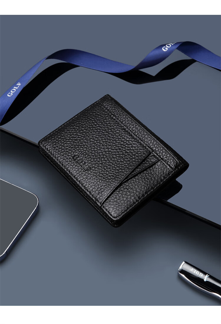GOLF Card Holder, Men's Top-Grain Leather Driving License Holder, Multi-Card Slots for Women, Bank ID Card Holder, Ultra-Thin Card Sleeve 15