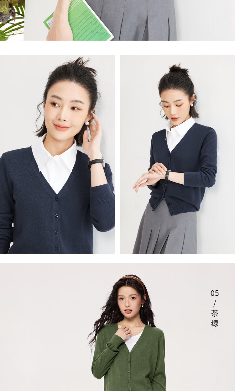 Giordano Knitted Cardigan for Women, Pure Cotton V-Neck Sweater, Women's Outerwear, Solid Color Jacket 05350649 10