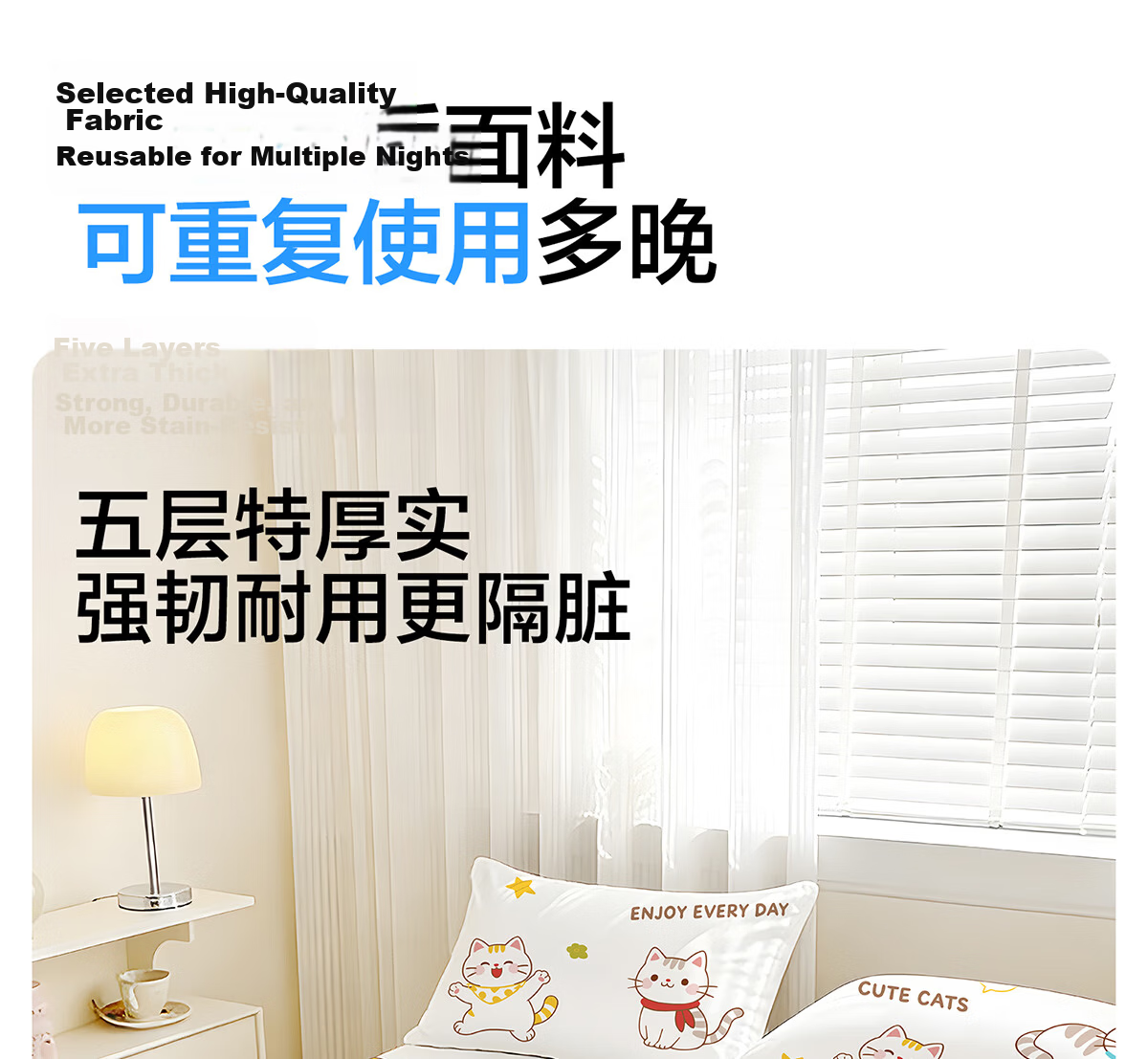 Buddygo Train Sleeper Disposable Bedding Set 3-Piece Thickened Quilt Cover Pillowcase Travel Sleeping Bag for Hard and Soft Sleeper Single Use 13
