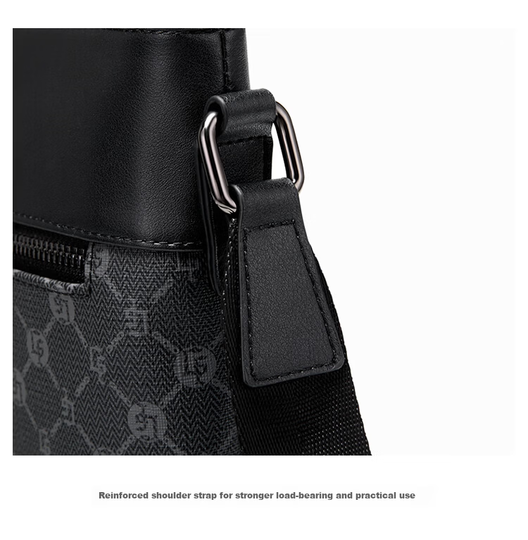 GOLF Men's Large Capacity Vintage Print Single Shoulder Crossbody Bag Vertical Style iPad Compatible Business Casual Small Square Bag Black Gift for Boyfriend and Father 23
