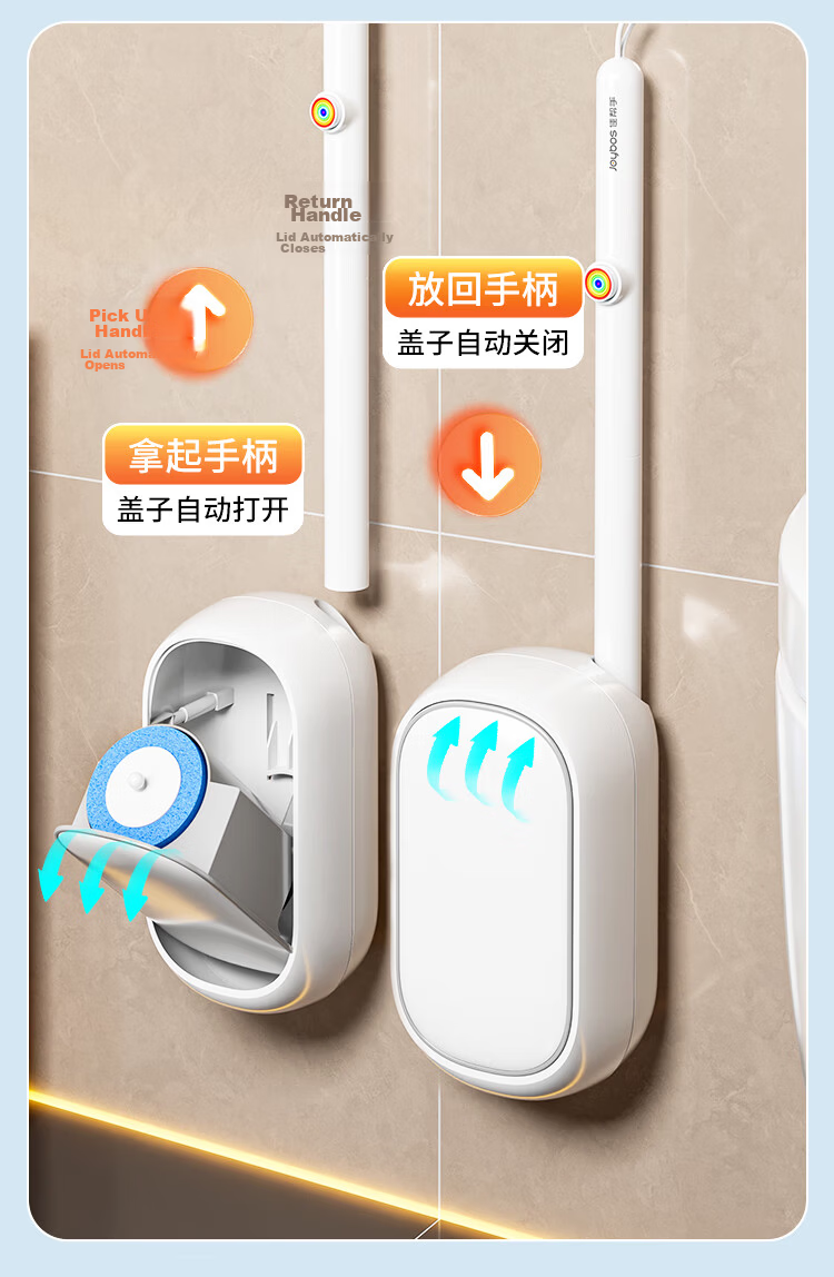 Jiabangshou Disposable Toilet Brush Set with 21 Heads, Wall-Mountable and Disposable Toilet Cleaning Tool 13