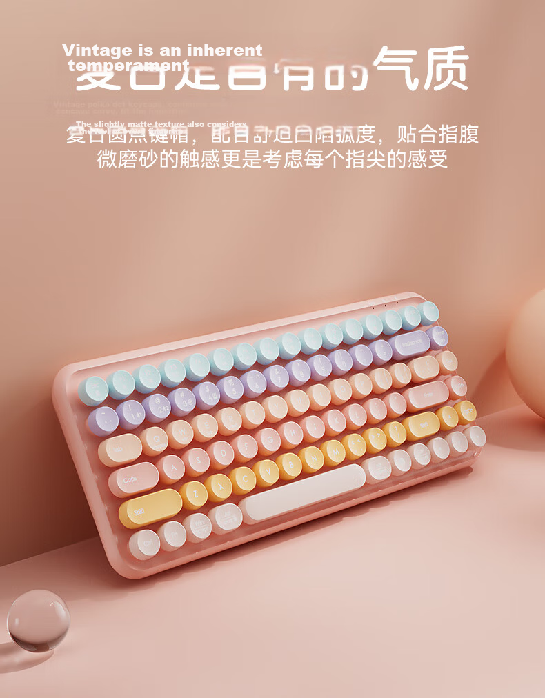 B.O.W Hangshi K509DL Wireless Bluetooth Tri-Mode Keyboard for Huawei Xiaomi Apple Laptop Desktop Rechargeable Portable Soft Orange Cat Girl Office Gaming Universal 8