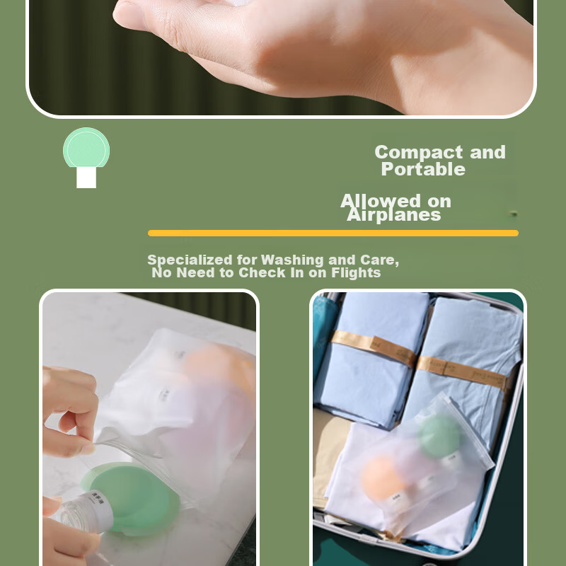 Silicone Travel Refillable Leak-Proof Press Dispensing Bag for Shampoo and Skincare Sample Storage Portable Small Bottle 4