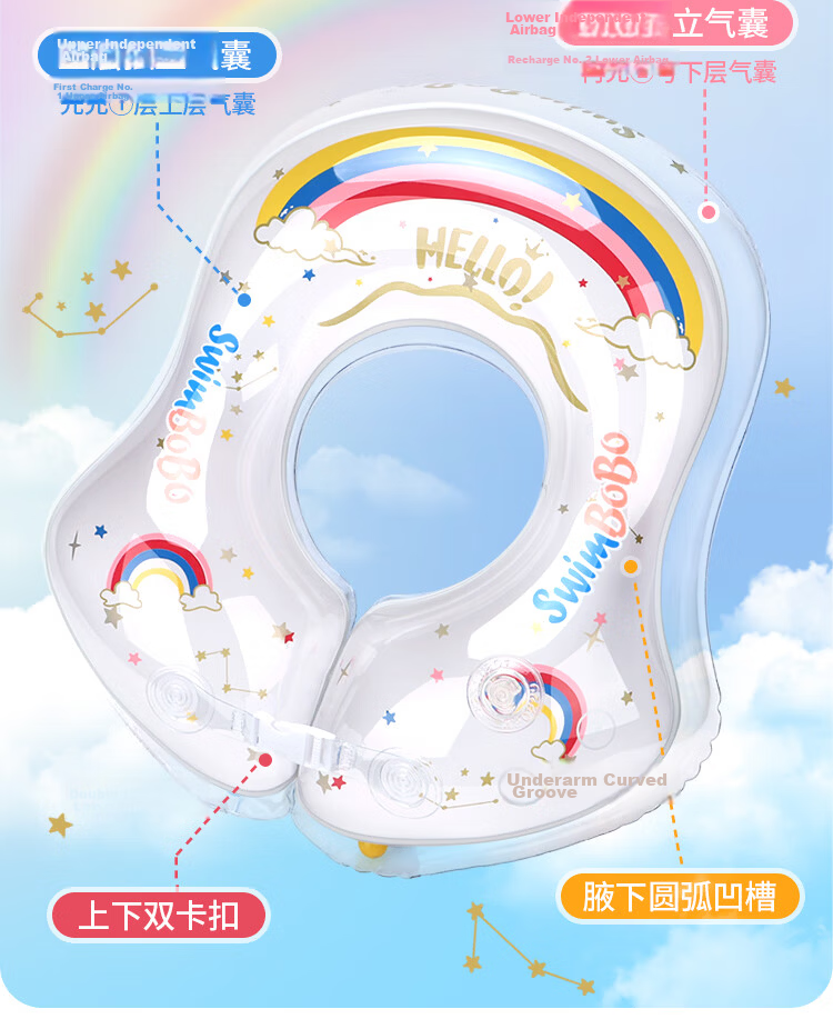 Swimbobo Kids Swim Ring Underarm Float Baby Swimming Ring Boys Girls K5023 XL Size 6