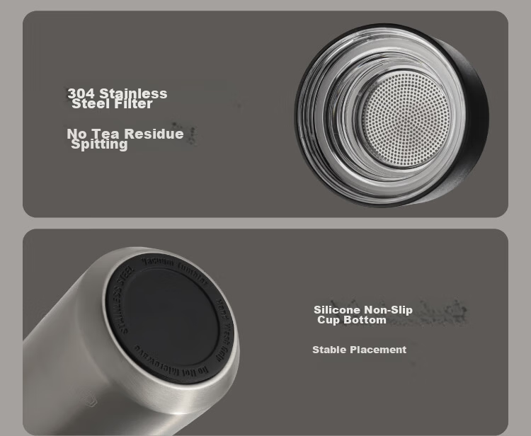 JD Jingzao Insulated Tea Separation Mug Unisex Large Capacity 316L Stainless Steel Tea Infuser Cup Elegant White 500ml 17