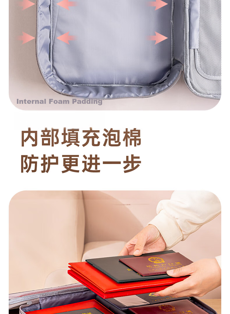 Deli Waterproof And Dustproof Document Storage Bag, Large Capacity Multifunctional Home File Organizer Briefcase with Built-In PP Dividers, Three Layers, Navy Blue 10