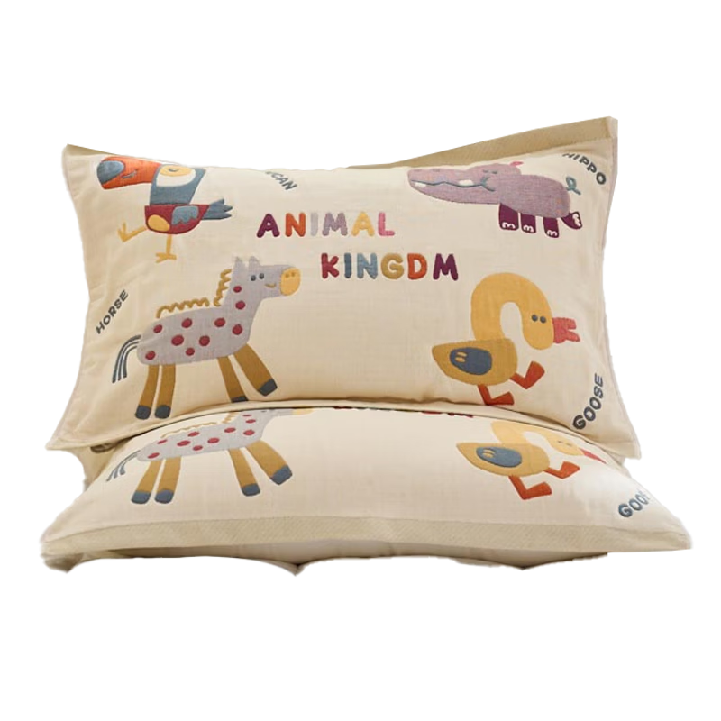 MUJI A-Class 100% Cotton Four-Layer Gauze Pillowcase Summer Pure Cotton Pillow Cover Anti-Slip Pair 52*78cm