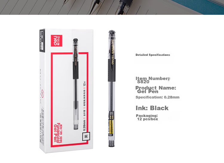 Deli 0.28mm Finance Gel Pen Full Needle Tube 12-Pack Office Supplies S820 Exam Essential Back to School 10
